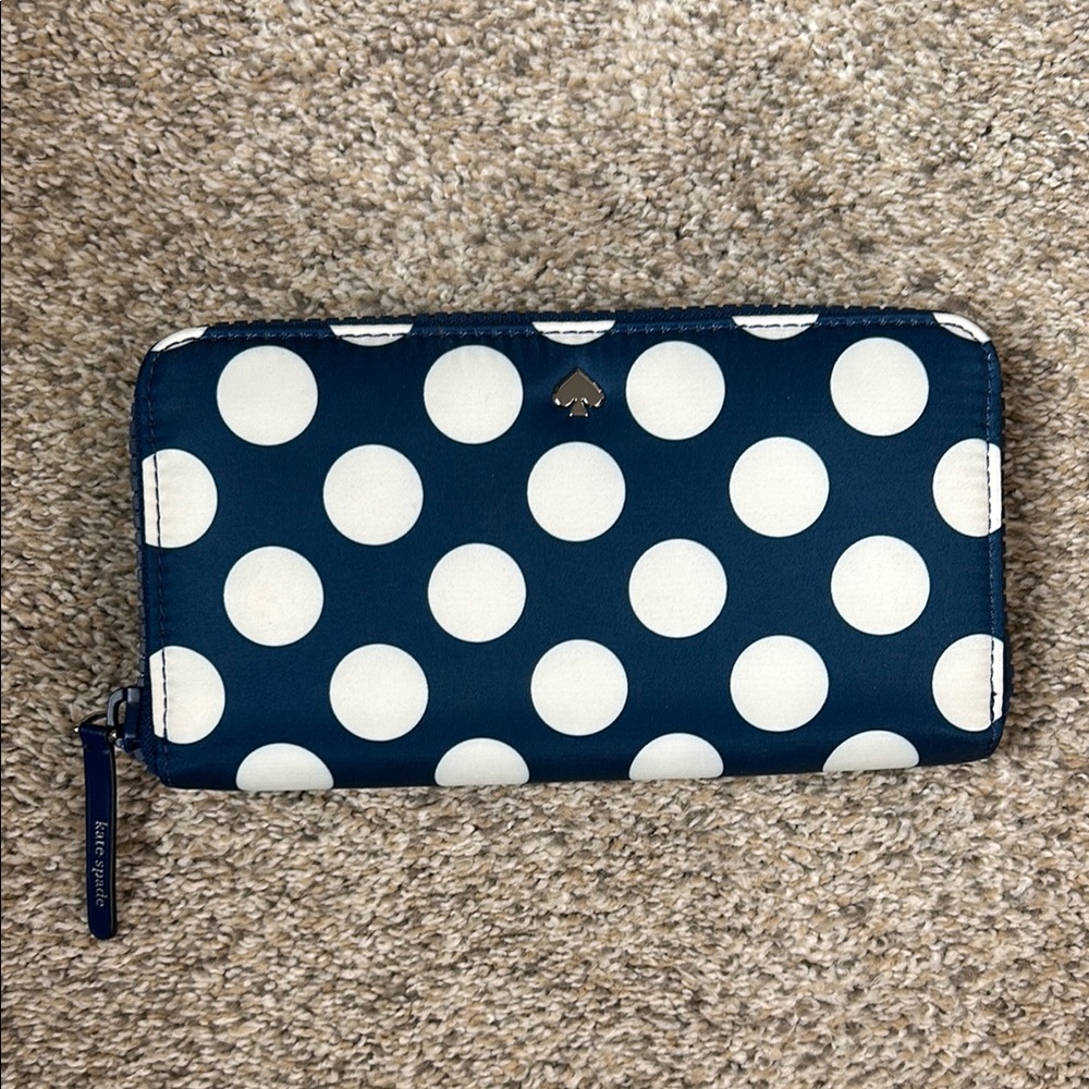 Kate Spade Blue and White Polka Dot Wallet